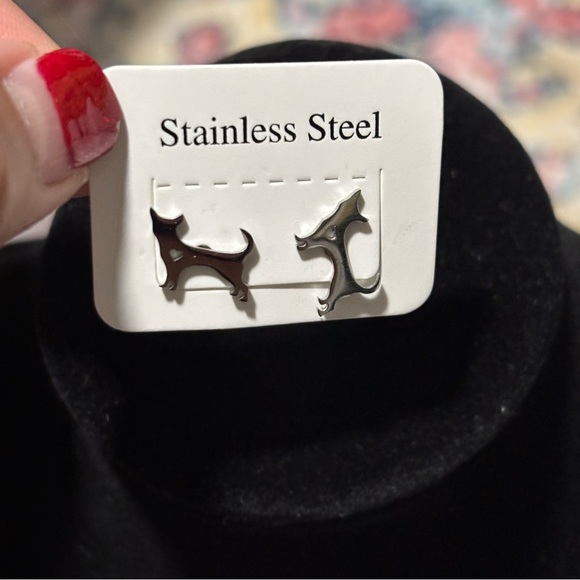 Cute Dog Earrings - Stainless Steel, Stud-Style Earrings, Dog Silouhette! - Picture 5 of 7